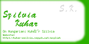 szilvia kuhar business card